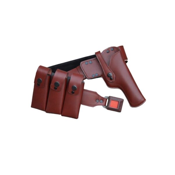 genuine leather pistol belt with 3 magazines