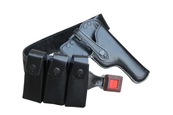 genuine leather pistol belt with 3 magazines - Image 4