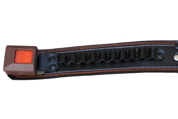 Genuine cut shape leather single goli belt with single and double magazines - Image 5