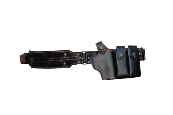 Genuine cut shape leather double goli belt with single and double magazines - Image 6